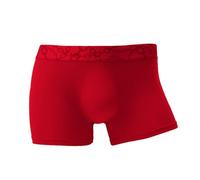 Evankin Men's Boxer Brief Underwear Ice Silk Sexy Mesh See Through Underpants U-shaped Pouch Mid Waist Boxers Shorts（Red-XS）