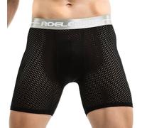 Evankin Men's Boxer Brief Underwear Mesh Ice Silk Sports Underpants, Black, L