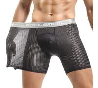 Evankin Men's Boxer Brief Underwear Mesh Ice Silk Sports Underpants, Grey, L
