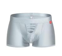 Evankin Men's Boxer Brief Underwear Sexy Hollow Underpants U Convex Pouch Boxers Shorts Swimwear Boxers Pants（Grey-L）