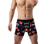 Evankin Men's Christmas Boxer Briefs with Bulge Pouch, Sexy Funny Novelty Underwear, Comfort Xmas Lingerie Underpants1, Jingle Balls, XL