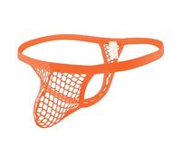 Evankin Men's Fishnet Underwear Mesh Sexy G-Strings See Through Thongs Bikini Pouch Underpants Breathable T-back, Orange, L