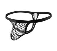 Evankin Men's Fishnet Underwear Mesh Sexy G-Strings See Through Thongs Bikini Pouch Underpants Breathable T-back, Black, L