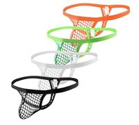 Evankin Men's Fishnet Underwear Mesh Sexy G-Strings See Through Thongs Bikini Pouch Underpants Breathable T-back, Black/White/Green/Orange, L