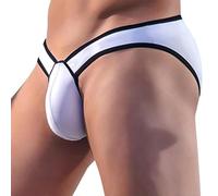 Evankin Mens Sexy Briefs with Bulge Pouch Soft Low Rise Underwear Stretch Tagless Bikini, White, Large