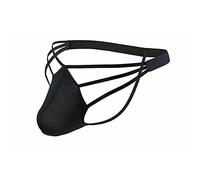 Evankin Mens Sexy Ice Silk Thong Hollow Out G-Strings Comfortable Breathable Underwear Jockstrap(Black,S)