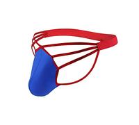 Evankin Mens Sexy Ice Silk Thong Hollow Out G-Strings Comfortable Breathable Underwear Jockstrap(Blue,L)
