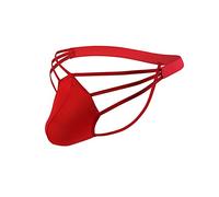 Evankin Mens Sexy Ice Silk Thong Hollow Out G-Strings Comfortable Breathable Underwear Jockstrap(Red,XL)