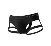Evankin Men's Sexy Jock Strap Personalized Thong Underwear Ice Silk Strap Men U Convex Bag Fun Brief Underwear, Black, S