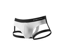 Evankin Men's Sexy Jock Strap Personalized Thong Underwear Ice Silk Strap Men U Convex Bag Fun Brief Underwear, White, S