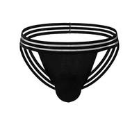 Evankin Men's Sexy Jock Straps Thong Underwear Hollow out Cotton Low Waisted T-pants U Convex Pouch Pocket Underpants(Black-XS)