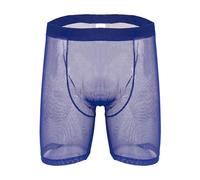 Evankin Men's Sexy Sheer Mesh Boxer Briefs Low Rise Breathable Underwater, Style 13 Royal Blue, XL