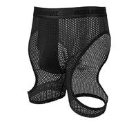Evankin Mens Sexy Underwear Boxer Briefs Ice Silk Hollow Underpants Long Breathable Lingerie Elastic Sports Short Pants, Black, S