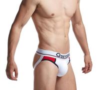 Evankin Men's Sexy Underwear Hollow out Jock Strap Underpants Cotton Low Rise Double Layer U Convex Pouch T-pants（White-XS）