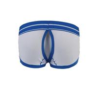 Evankin Men's Sexy Underwear with Hollowed out Boxer Brief Low Rise Funny Back Exposed Buttocks Boxer Shorts（White-S）
