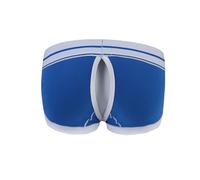 Evankin Men's Sexy Underwear with Hollowed out Boxer Brief Low Rise Funny Back Exposed Buttocks Boxer Shorts（Blue-S）