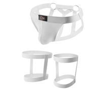 Evankin Men's Underwear Hollow out Brief Sexy Jockstrap Underpants, White, XS