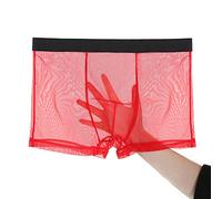 Evankin Men's Underwear Sexy Mesh Breathable Boxer Briefs Low Rise Cool Valentines Boxers Pack Set, Style 7 Red 1 Pcs, XS