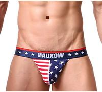 Evankin Mens's Briefs, Soft Sexy Underwear USA American Flag Boxers Briefs (28 L)