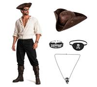 Evankin Pirate Hat Costume Accessories Set, Halloween Tricorn Hat Outfit