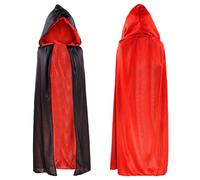 Evankin Unisex Halloween Cape with Hood, 59Inch Hooded Cloak for Adult, Witch Vampires Cosplay Party Costumes, Black&red, One Size