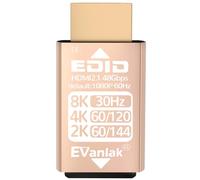 EVanlak HDMI EDID Emulator Adapter Dummy Plug, Virtual Display Headless Ghost HDMI Passthrough 1080P@60Hz to 8K@30Hz, Bi-Directional, Gold - 1 Pack