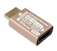 EVanlak HDMI EDID Emulator Adapter Dummy Plug, Virtual Display Headless Ghost HDMI Passthrough 1080P@60Hz to 4K@60Hz, Bi-Directional, Gold -1P