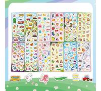EvanMader 12 Sheets Sticker Set with 230+ Stickers - Fruit Animals Desserts Vehicles Butterflies Dinos School Items - Self-Adhesive for Scrapbooking Planner Diary Gifts