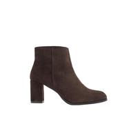 EVANS Brown Suede Heeled Ankle Boot In Wide E & Extra Wide Eee Fit - Women's - Plus Size Curve