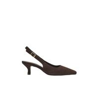 EVANS Brown Suede Slingback Kitten Heels In Wide E & Extra Wide Eee Fit - Women's - Plus Size Curve