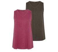 EVANS Curve 2 Pack Brown & Berry Red Cotton Vest Tops - Women's - Plus Size Curve