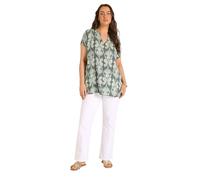 EVANS Curve Abstract Notch Neck Blouse - Women's - Plus Size Curve Green