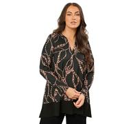 EVANS Curve Abstract Print Chiffon Lined Hem Top - Women's - Plus Size Curve Black