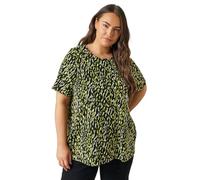 EVANS Curve Abstract Print Crepe Top - Women's - Plus Size Curve Black