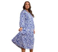 EVANS Curve Abstract Print Long Sleeve Shirt Dress - Women's - Plus Size Curve Blue