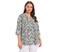 EVANS Curve Abstract Print Pleat Front Henley Top - Women's - Plus Size Curve