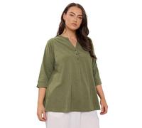 EVANS Curve Abstract Print Pleat Front Henley Top - Women's - Plus Size Curve