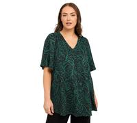 EVANS Curve Abstract Print Pleat Front Top - Women's - Plus Size Curve Green
