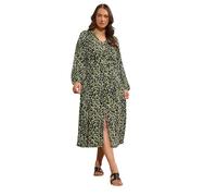EVANS Curve Abstract Print Split Front Dress - Women's - Plus Size Curve Black