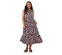 EVANS Curve Abstract Print Tie Neck Dress - Women's - Plus Size Curve Purple