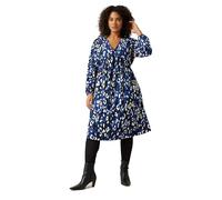 EVANS Curve Animal Print Jersey Crepe Dress - Women's - Plus Size Curve Blue