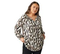EVANS Curve Animal Print Long Sleeve Blouse - Women's - Plus Size Curve Brown