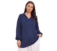 EVANS Curve Animal Print Tie Neck Top - Women's - Plus Size Curve Blue
