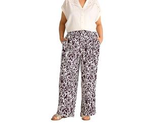 EVANS Curve Berry Ikat Print Shir Waist Trousers - Women's - Plus Size Curve Red