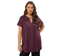 EVANS Curve Berry Keyhole Front Pleat Modal Top - Women's - Plus Size Curve Purple