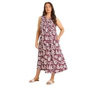 EVANS Curve Berry Leaf Print Cotton Dress - Women's - Plus Size Curve Red