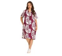 EVANS Curve Berry Palm Leaf Print Pleat Front Midi Dress - Women's - Plus Size Curve Red