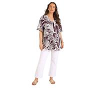 EVANS Curve Berry Red Palm Leaf Pleat Front Top - Women's - Plus Size Curve