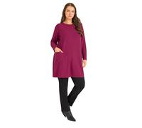 EVANS Curve Berry Red Ribbed Front Pocket Tunic Jumper - Women's - Plus Size Curve