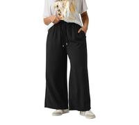 EVANS Curve Black Elasticated Waist Wide Leg Trousers - Women's - Plus Size Curve